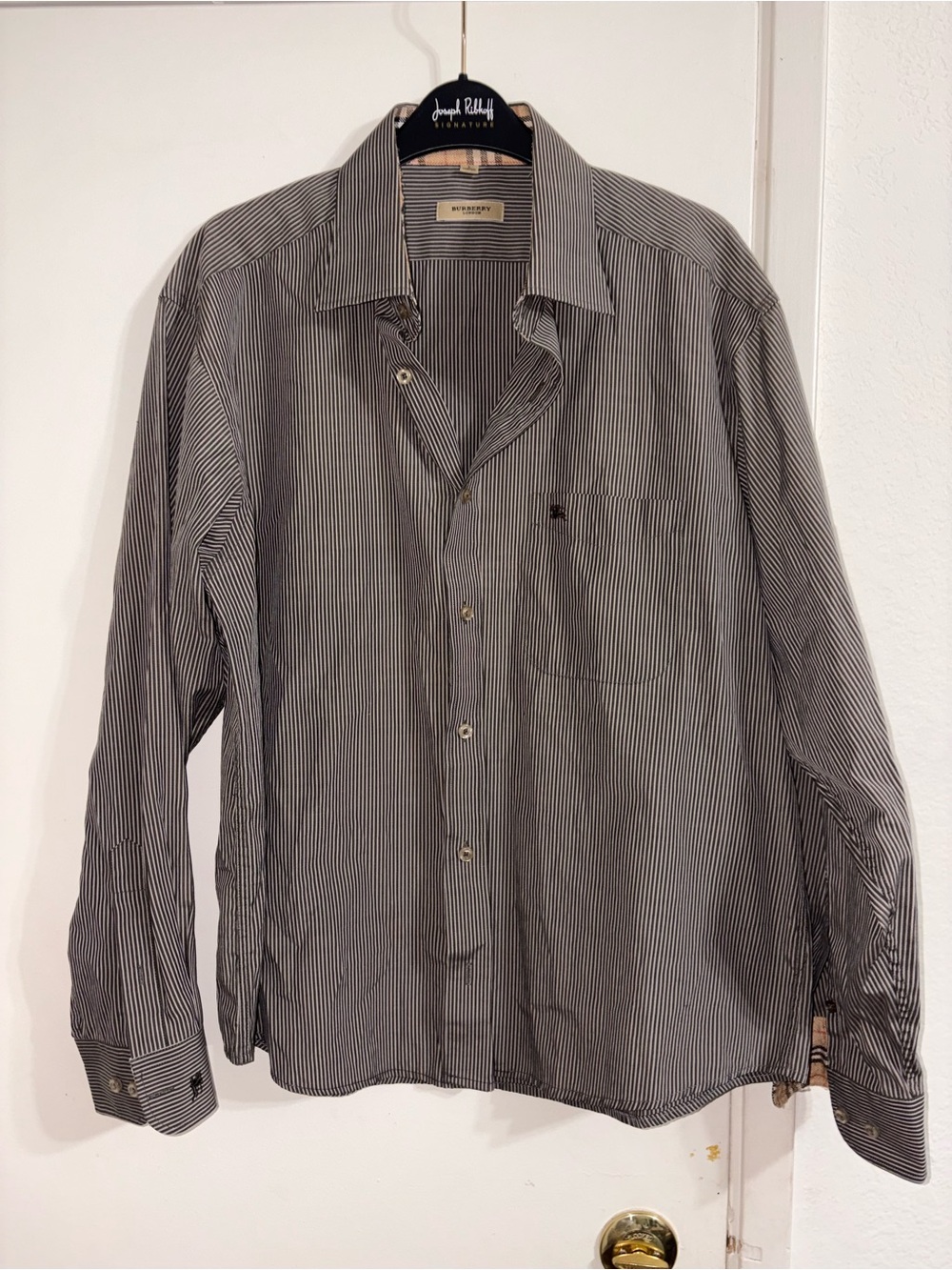Burberry London Men’s Striped Button Down Shirt Size L Long Sleeve Cotton